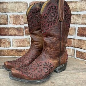 Old Gringo Brown and Red Heeled Boots 8:5